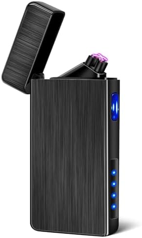LcFun Electric USB Rechargeable Lighter, Windproof Plasma Dual Arc Lighter, Electronic Flameless Cool Lighters Gifts for Men Fathers Husband (Gold Dragon)