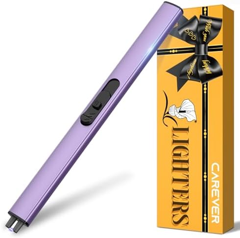 Candle Lighter Stocking Stuffers for Women Men, Electric Candle Lighter USB Rechargeable Graduation Gifts for Him Wife Grandma Girlfriend Safety Lock Long Lighters for Grill Home Kitchen BBQ Camping