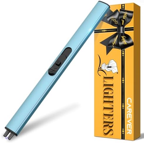 Candle Lighter Stocking Stuffers for Women Men, Electric Candle Lighter USB Rechargeable Graduation Gifts for Him Wife Grandma Girlfriend Safety Lock Long Lighters for Grill Home Kitchen BBQ Camping