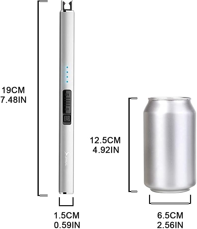 SUPRUS Electric Lighter Arc Windproof Flameless USB Lighter Rechargeable Lighter with Safety Lock for Candle BBQ Camping (champagne Gold)