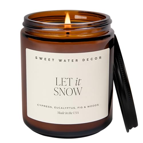 Sweet Water Decor Warm and Cozy Soy Candle - Orange Peel, Cinnamon, Ginger and Clove Scented Candles for Home - 9oz Amber Jar Black Lid, 40 Hour Burn Time, Made in the USA