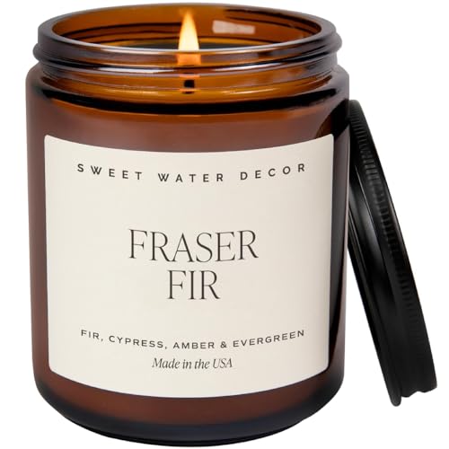 Sweet Water Decor Warm and Cozy Soy Candle - Orange Peel, Cinnamon, Ginger and Clove Scented Candles for Home - 9oz Amber Jar Black Lid, 40 Hour Burn Time, Made in the USA