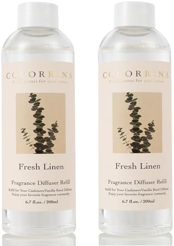 COCORRÍNA Reed Diffuser Refill - Cashmere Vanilla 6.7 oz. Scented Oil for Reed Diffuser Home Fragrance for Bedroom, Bathroom Home Decor