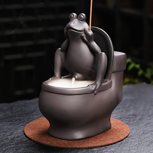 ChangWanna Frog Incense Stick Holder - Ceramic Insence Burner Ash Catcher, Insense Stand with 45 Sandalwood Sticks, Ornament for Aromatherapy/Yoga/Meditation/Home Living Room Office Decor