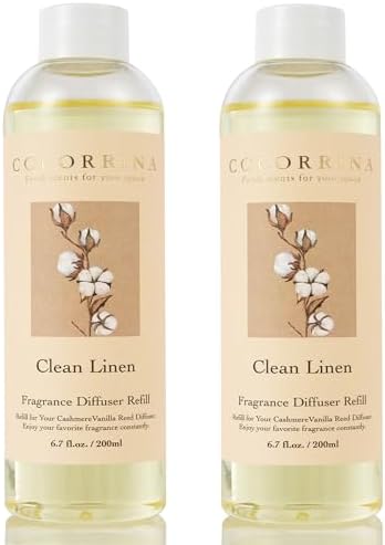 COCORRÍNA Reed Diffuser Refill - Cashmere Vanilla 6.7 oz. Scented Oil for Reed Diffuser Home Fragrance for Bedroom, Bathroom Home Decor