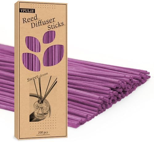 VFULIE 100PCS Reed Diffuser Sticks, 10 Inch Natural Rattan Wood Sticks Essential Oil Aroma Diffuser Sticks Refill Replacement for Aroma Fragrance (Primary Color)