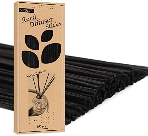VFULIE 100PCS Reed Diffuser Sticks, 10 Inch Natural Rattan Wood Sticks Essential Oil Aroma Diffuser Sticks Refill Replacement for Aroma Fragrance (Primary Color)