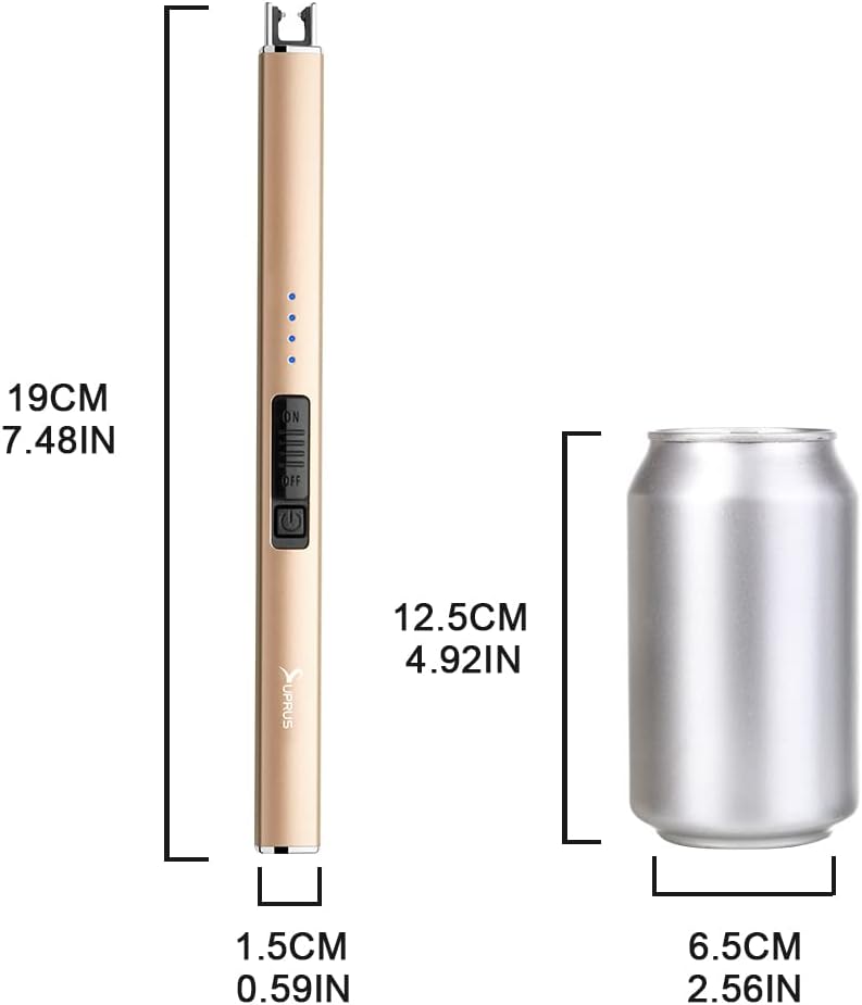 SUPRUS Electric Lighter Arc Windproof Flameless USB Lighter Rechargeable Lighter with Safety Lock for Candle BBQ Camping (champagne Gold)