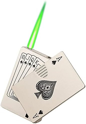 Jet Torch Lighter, Green Flame Ace Card Lighter, Refillable Butane Lighter, Ace of Spades Cool Lighter Windproof Poker Design, Gift for Men/Women