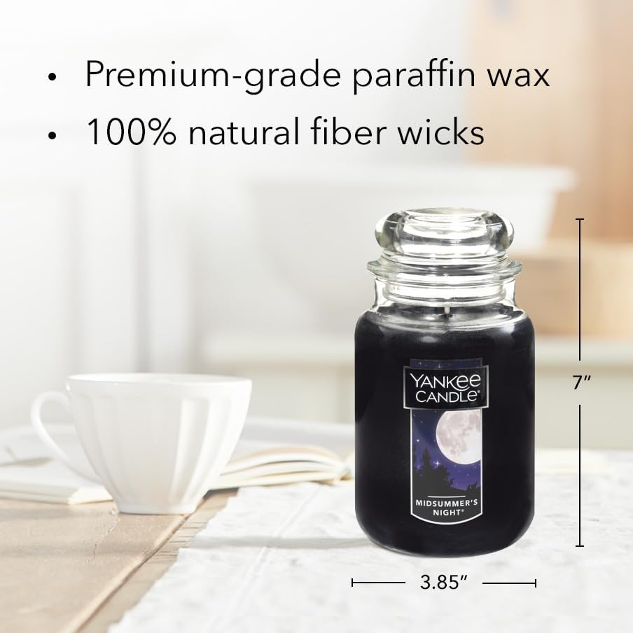 Yankee Candle | MidSummer's Night Scented, Classic Large Single Wick Jar Candle, 22oz with Over 110 Hours of Burn Time, Ideal for Dinner Parties, Relaxing Saturdays, and Special Occasions
