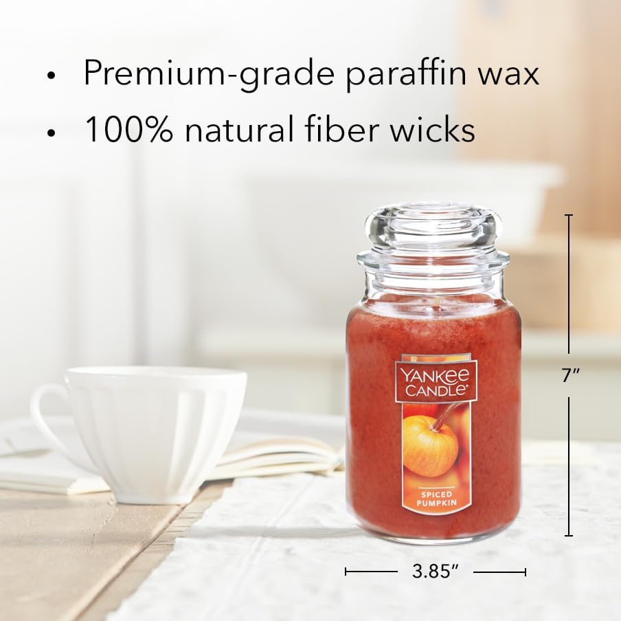 Yankee Candle | Spiced Pumpkin Scented, Classic 22oz Large Jar Single Wick, Over 110 Hours of Burn Time, Perfect Accent for Fall Decor