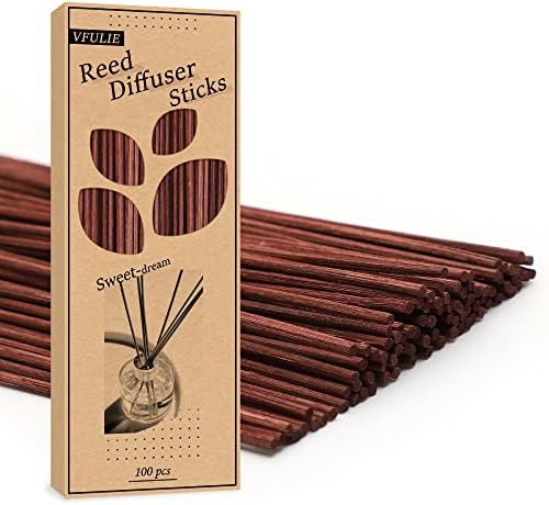 VFULIE 100PCS Reed Diffuser Sticks, 10 Inch Natural Rattan Wood Sticks Essential Oil Aroma Diffuser Sticks Refill Replacement for Aroma Fragrance (Primary Color)