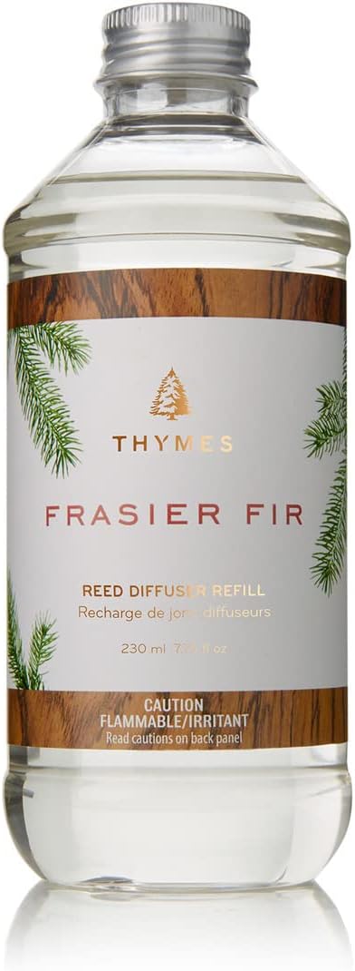 Thymes Frasier Fir Reed Diffuser Oil Refill – Home Fragrance Oil for Diffuser – Holiday Reed Diffuser Refill – Just-Cut Forest Oil Scents for Diffuser – Aromatherapy Diffuser Oils Scents (7.75 fl oz)