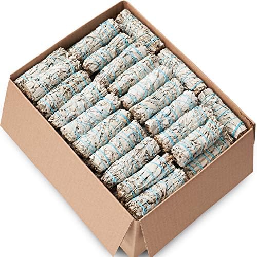 Handcrafted 4 Inch White Sage Sticks - Fresh, Natural California Sage Smudge Sticks with Instructions & Blessings - Wand Sage for Cleansing House Negative Energy & Other Smudging Rituals