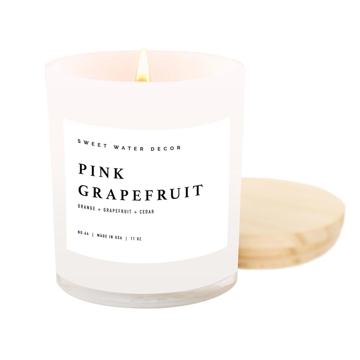 Sweet Water Decor Salt and Sea Candle - Sea Salt, Citrus, Amber, Musk, Beach Scented Soy Candles for Home - 11oz White Glass Jar Wood Lid, 50 Hour Burn Time, Made in the USA