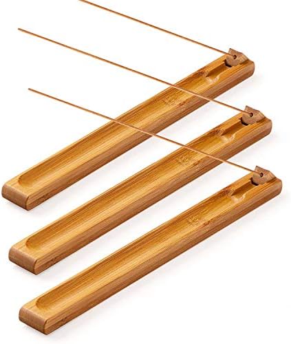 Bamboo Wood Incense Holder for Sticks with Adjustable Angle, Incense Burner with Ash Catcher, 9.8 Inches