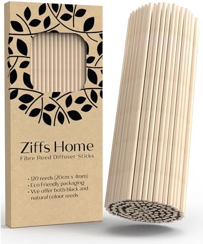 Ziffs Home® 120pcs Black Fibre Reed Diffuser Sticks - 20cm/7.87in x 4mm/0.16in - Thick Diffuser Reeds Sticks - Diffuser Sticks for Diffuser Oils Fragrance Refill - Fibre Reeds for Diffusers