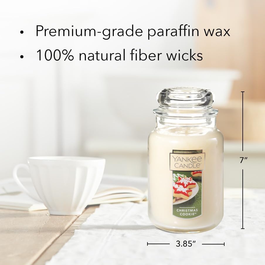 Yankee Candle | Christmas Cookie Scented, Classic 22oz Large Jar Single Wick Candle, Over 110 Hours of Burn Time, Perfect for Holiday Gifting and Celebration