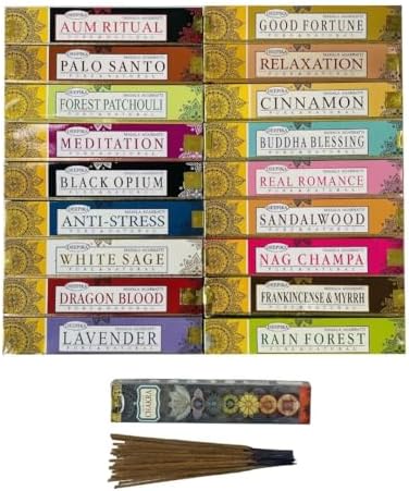 Satya Premium Mix Assorted Incense Sticks Set of 12 Pack | for Meditation, Aromatherapy, Healing, Yoga, Positivity and Relaxation | 180 Sticks (12Packs X 15Sticks)
