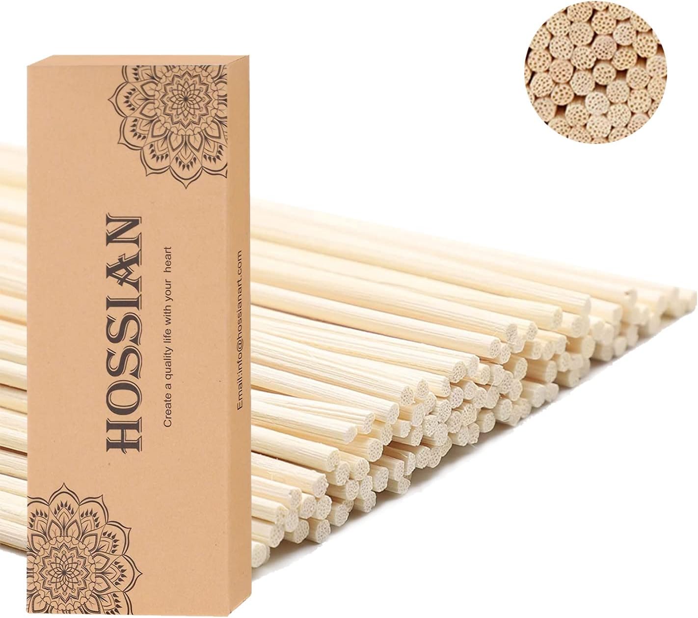 HOSSIAN 100PCS Reed Diffuser Sticks-Natural Rattan Wood Sticks Reed diffusers-Reed Sticks-Replacement for Aroma Fragrance reeds for Essential Oil Diffusers Refills