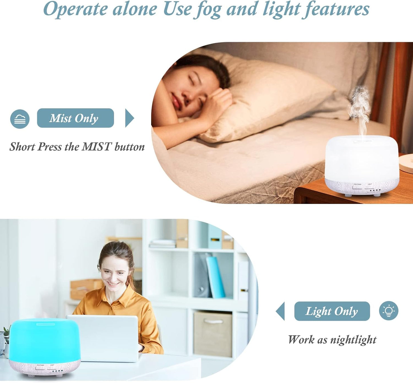 SPLITSKY Aromatherapy Essential Oil Home Diffuser with Remote Control, 300ML Large Room Cool Mist Air Humidifier, 8 Hours Quiet Operation, Timer, 7 Colors LED Night Night,Suitable Home,Yoga.