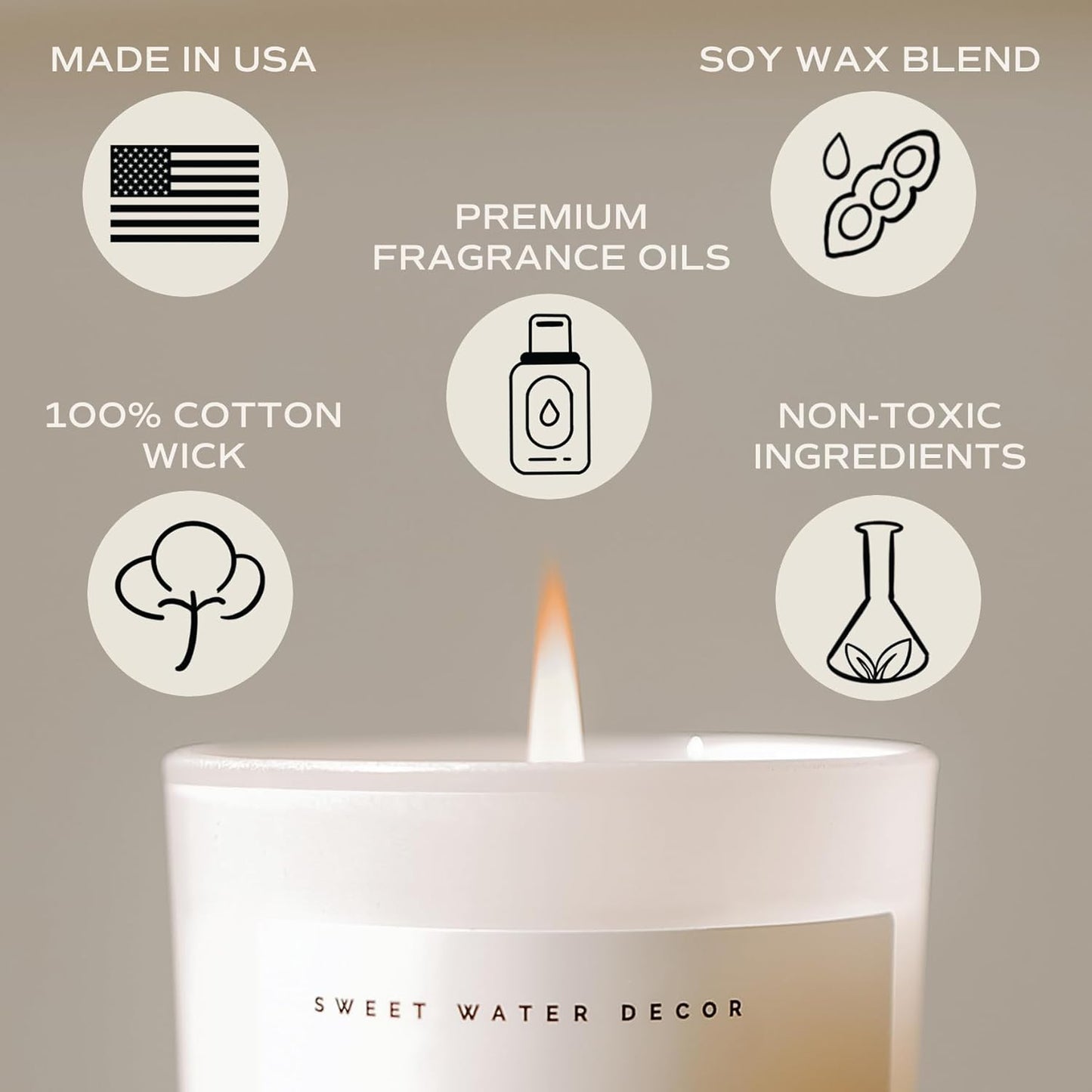 Sweet Water Decor Salt and Sea Candle - Sea Salt, Citrus, Amber, Musk, Beach Scented Soy Candles for Home - 11oz White Glass Jar Wood Lid, 50 Hour Burn Time, Made in the USA