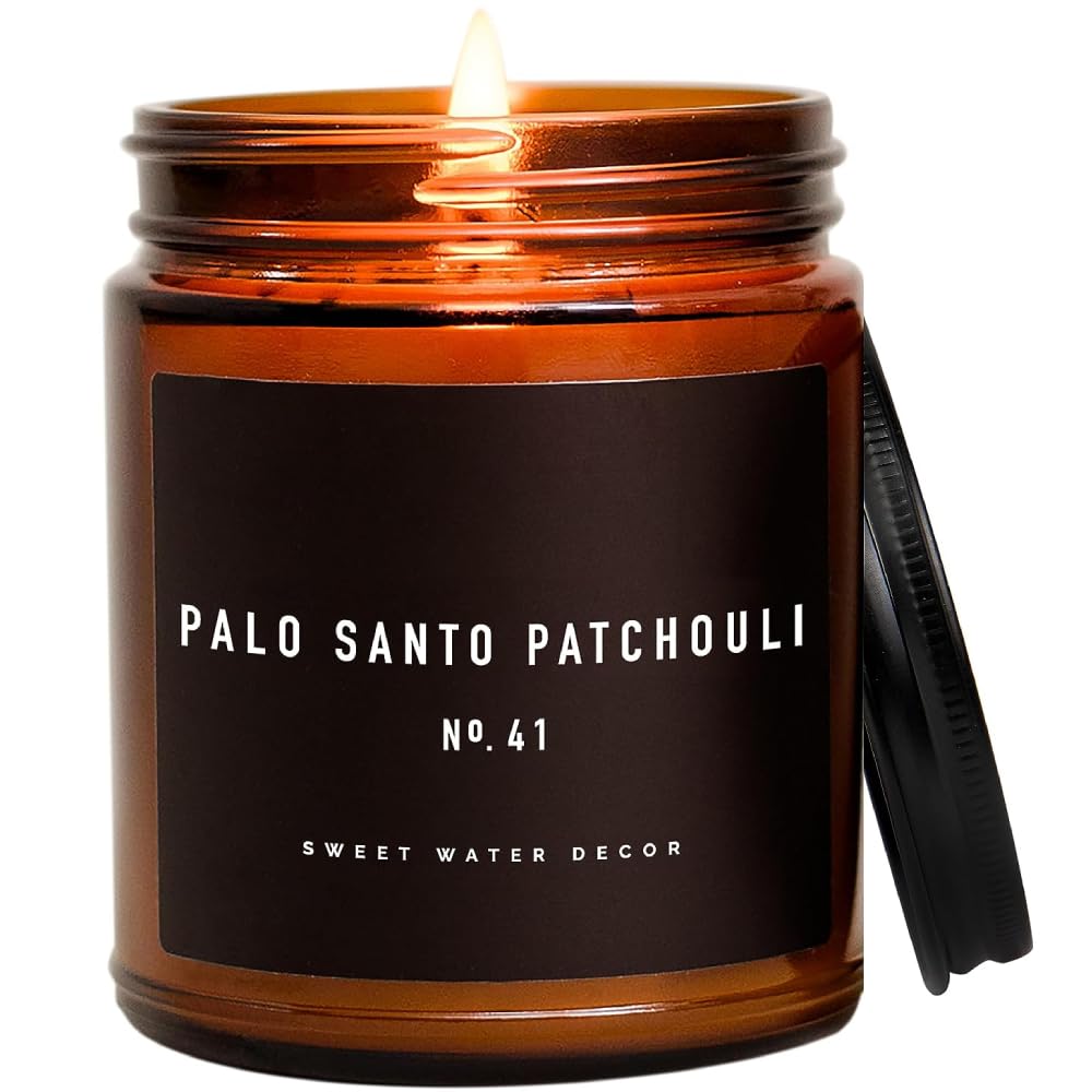 Sweet Water Decor Warm and Cozy Soy Candle - Orange Peel, Cinnamon, Ginger and Clove Scented Candles for Home - 9oz Amber Jar Black Lid, 40 Hour Burn Time, Made in the USA