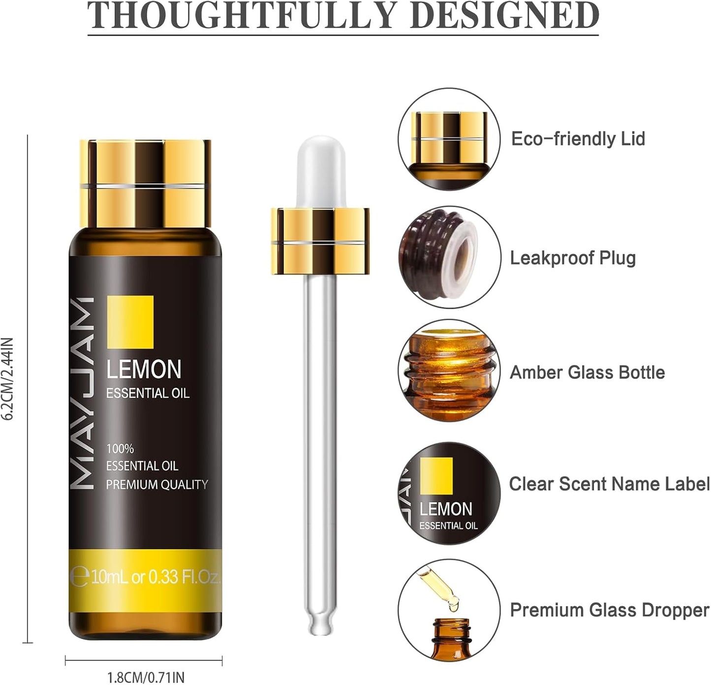 MAYJAM Essential Oil for Diffusers, Essential Oil with Premium Glass Dropper