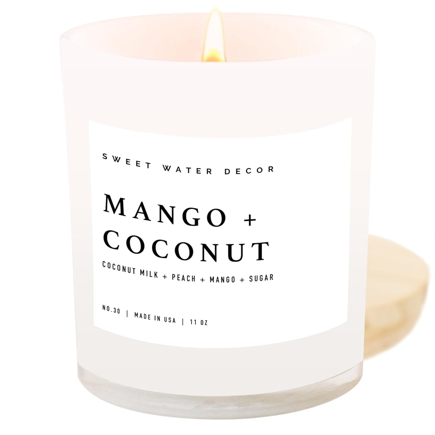 Sweet Water Decor Salt and Sea Candle - Sea Salt, Citrus, Amber, Musk, Beach Scented Soy Candles for Home - 11oz White Glass Jar Wood Lid, 50 Hour Burn Time, Made in the USA