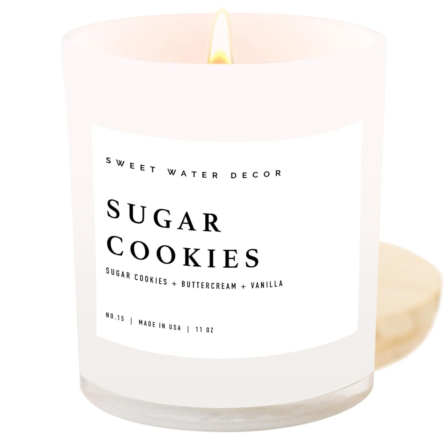 Sweet Water Decor Salt and Sea Candle - Sea Salt, Citrus, Amber, Musk, Beach Scented Soy Candles for Home - 11oz White Glass Jar Wood Lid, 50 Hour Burn Time, Made in the USA