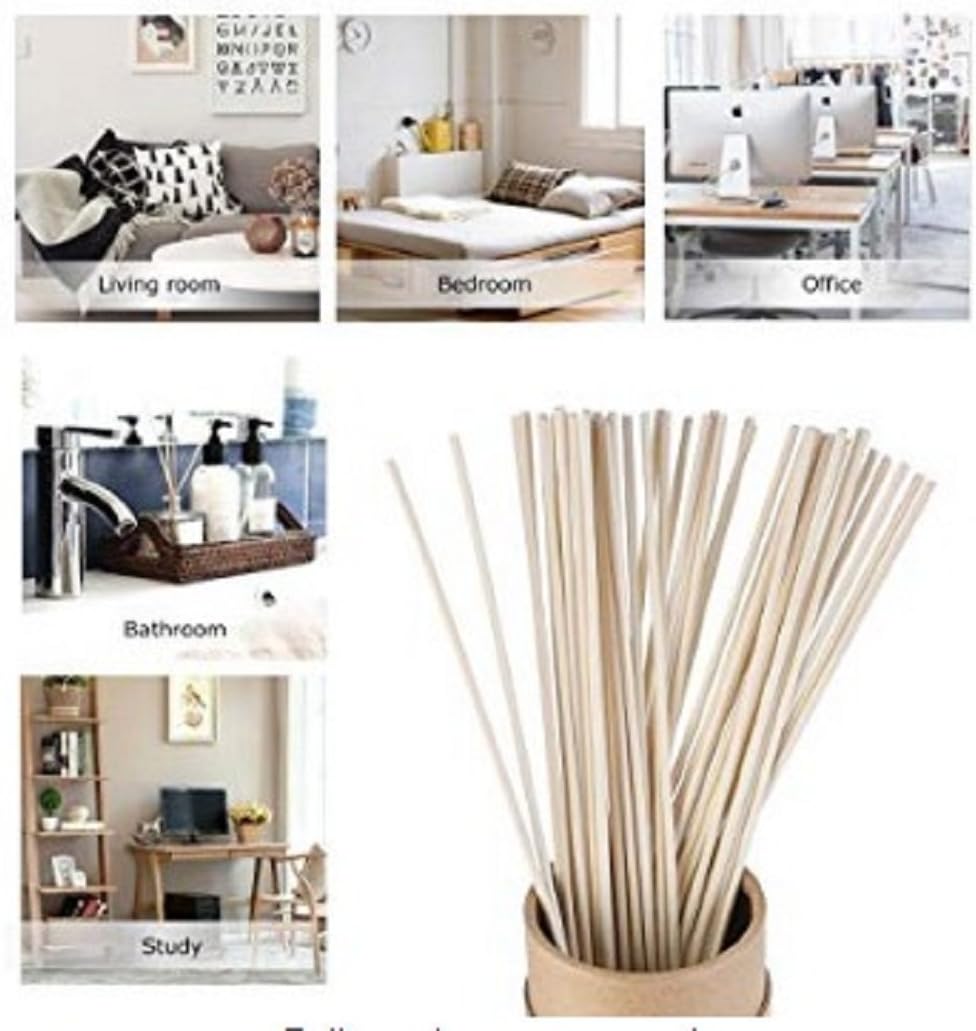 HOSSIAN 100PCS Reed Diffuser Sticks-Natural Rattan Wood Sticks Reed diffusers-Reed Sticks-Replacement for Aroma Fragrance reeds for Essential Oil Diffusers Refills