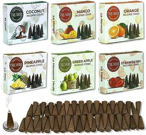 Trumiri Woody Incense Cones - Variety Pack - Total 60 Cone Incense (6 Scents x 10 Conos) - White Sage, Palo Santo, Dragons Blood, Sandalwood - Inscents-Cones Scented - Insense Cones - Incent Cone