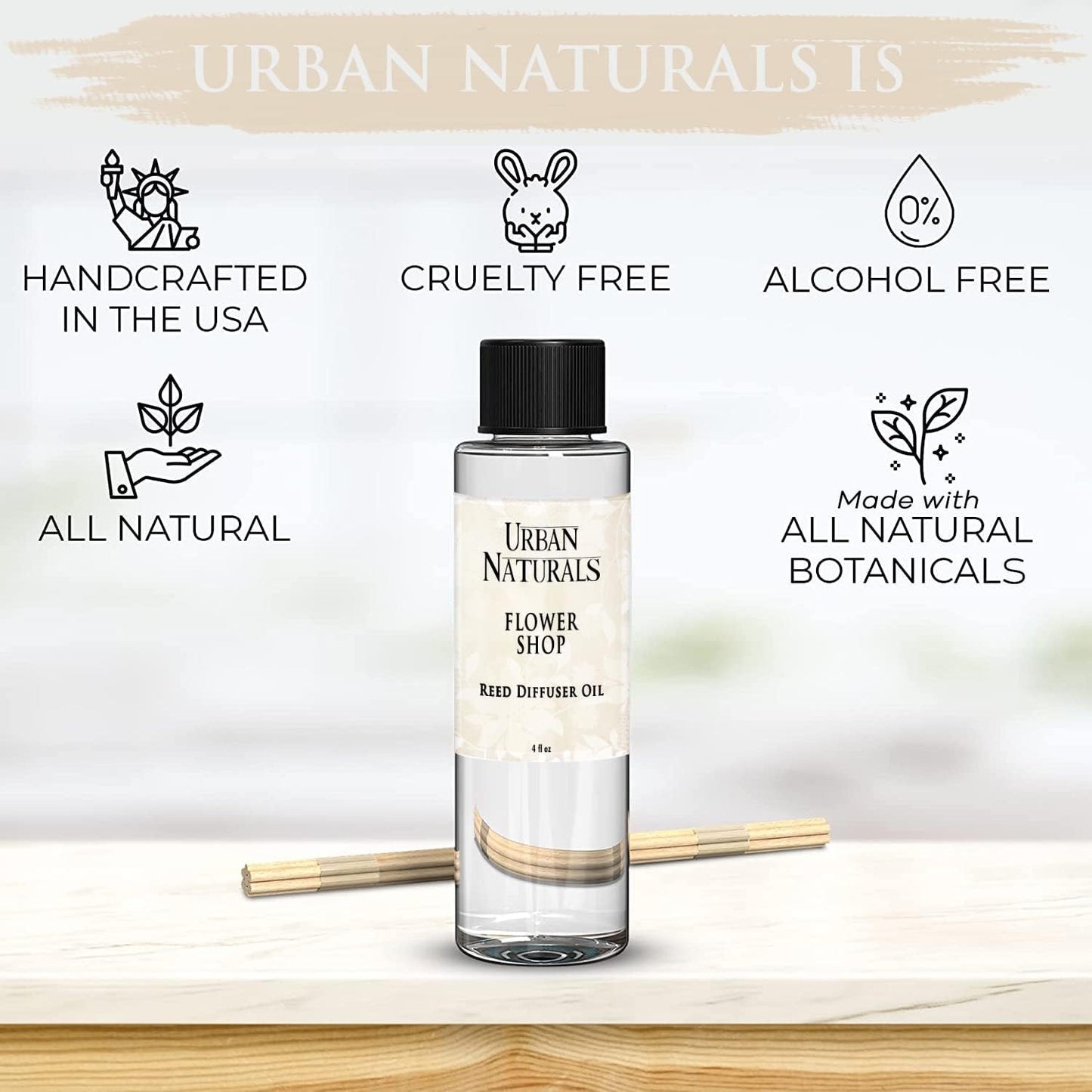 Urban Naturals Eucalyptus & Sage Oil Reed Diffuser Refill | Eucalyptus, Sage, Mint, Lime and Cedarwood| Includes a Free Set of Reed Sticks! 4 oz