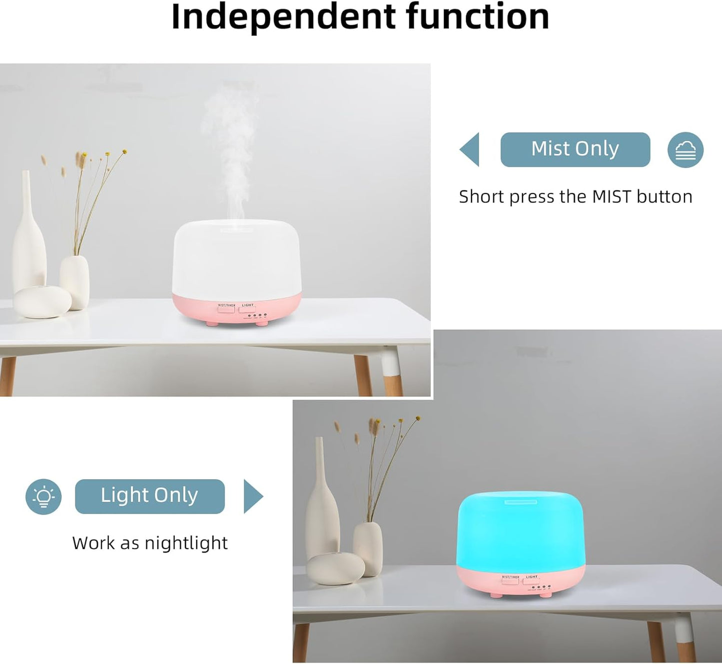 SPLITSKY Aromatherapy Essential Oil Home Diffuser with Remote Control, 300ML Large Room Cool Mist Air Humidifier, 8 Hours Quiet Operation, Timer, 7 Colors LED Night Night,Suitable Home,Yoga.