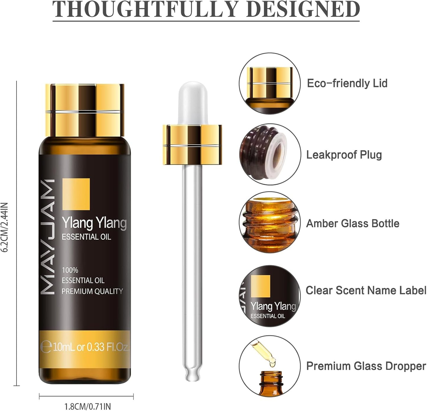MAYJAM Essential Oil for Diffusers, Essential Oil with Premium Glass Dropper