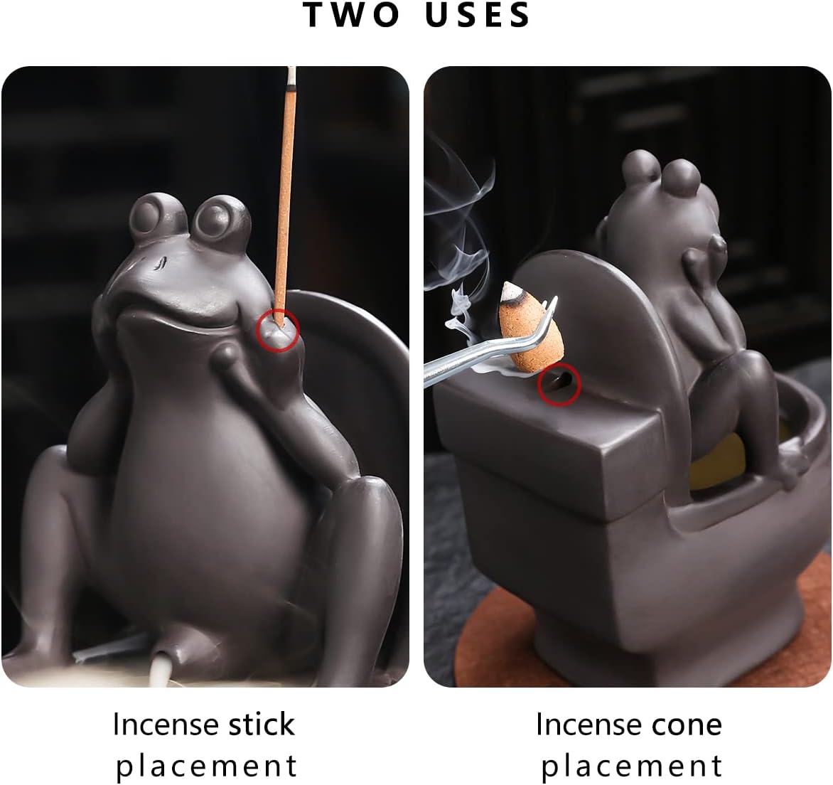 ChangWanna Frog Incense Stick Holder - Ceramic Insence Burner Ash Catcher, Insense Stand with 45 Sandalwood Sticks, Ornament for Aromatherapy/Yoga/Meditation/Home Living Room Office Decor