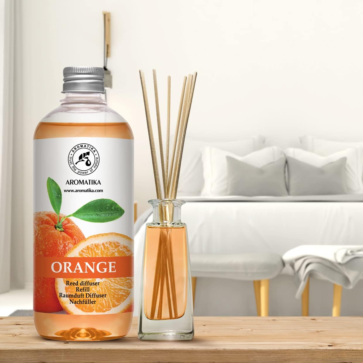 Lemongrass Diffuser Refill 34 Fl Oz (2x17 Fl Oz) - Fresh & Long Lasting Fragrance - Refill with Natural Essential Lemongrass Oil - for Aromatherapy - Spa - Home - Reed Diffuser Oil Refill Lemongrass