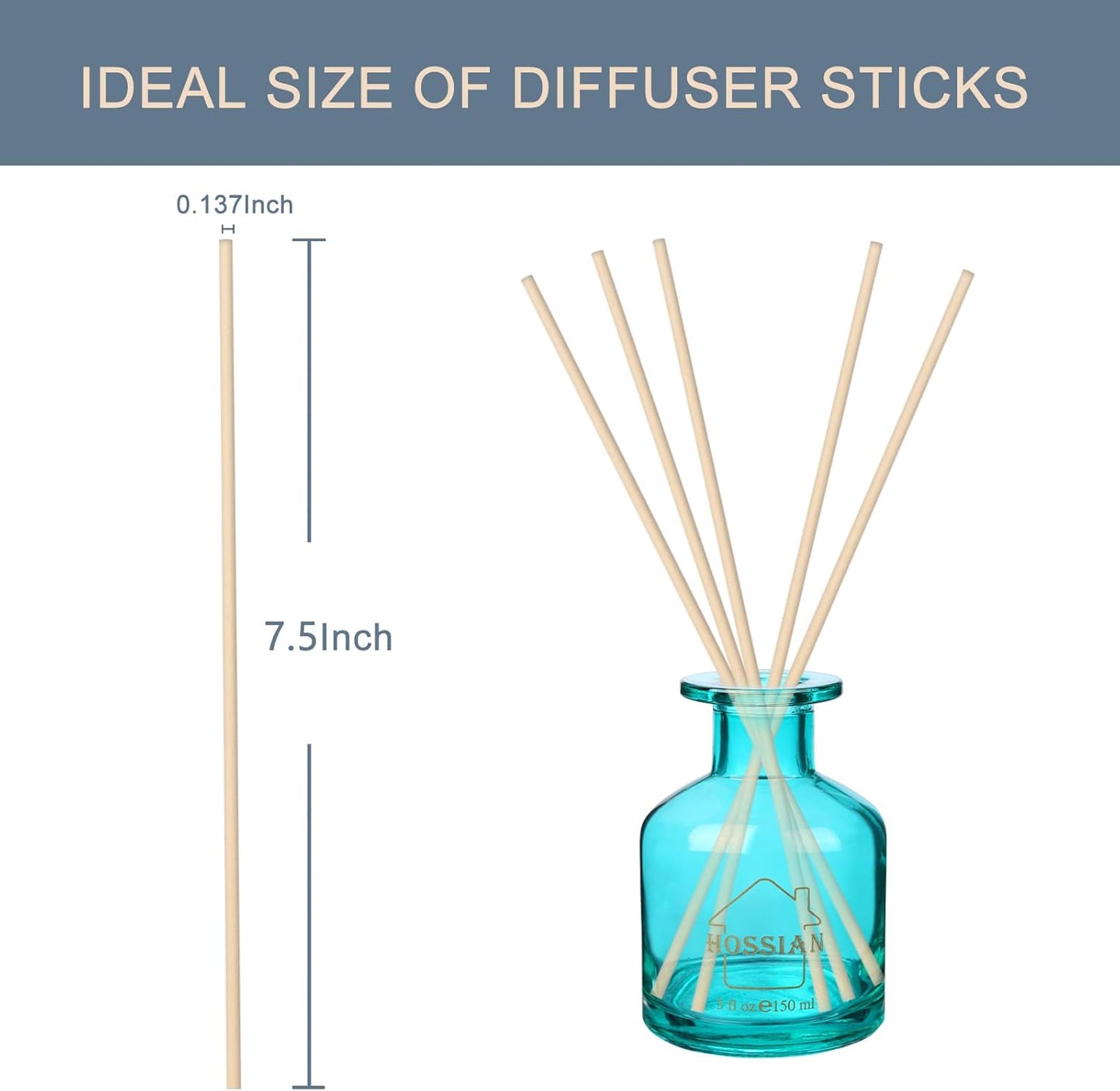 HOSSIAN 100PCS Reed Diffuser Sticks-Natural Rattan Wood Sticks Reed diffusers-Reed Sticks-Replacement for Aroma Fragrance reeds for Essential Oil Diffusers Refills