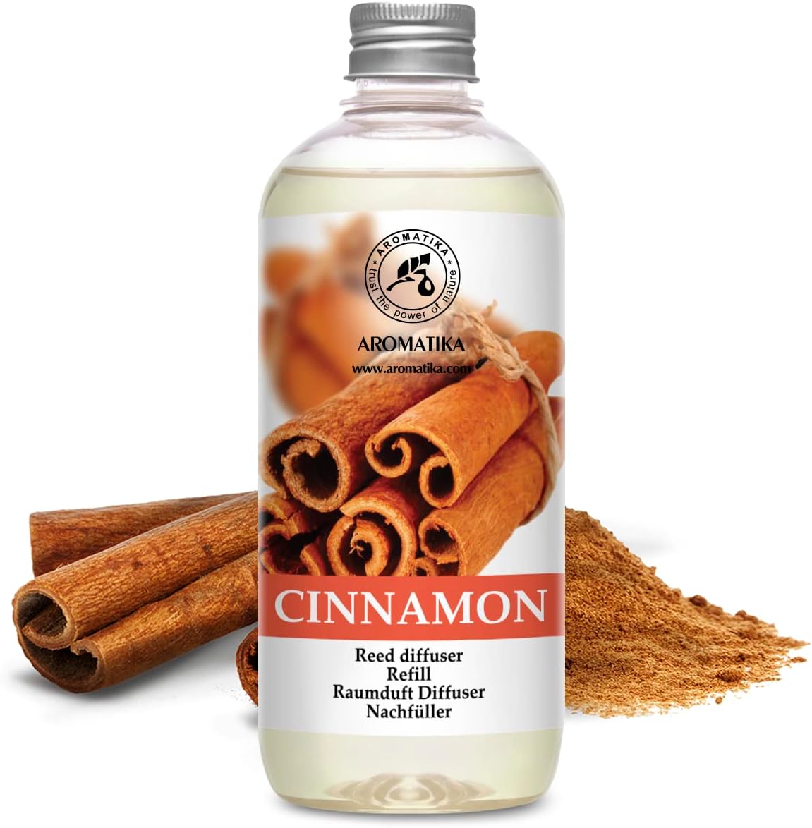 Cinnamon Reed Diffuser Refill with Natural Essential Cinnamon Oil 17 oz - Fresh & Long Lasting Fragrance - Best for Aromatherapy - Home - Office - Fitness Club - Restaurant - Boutique