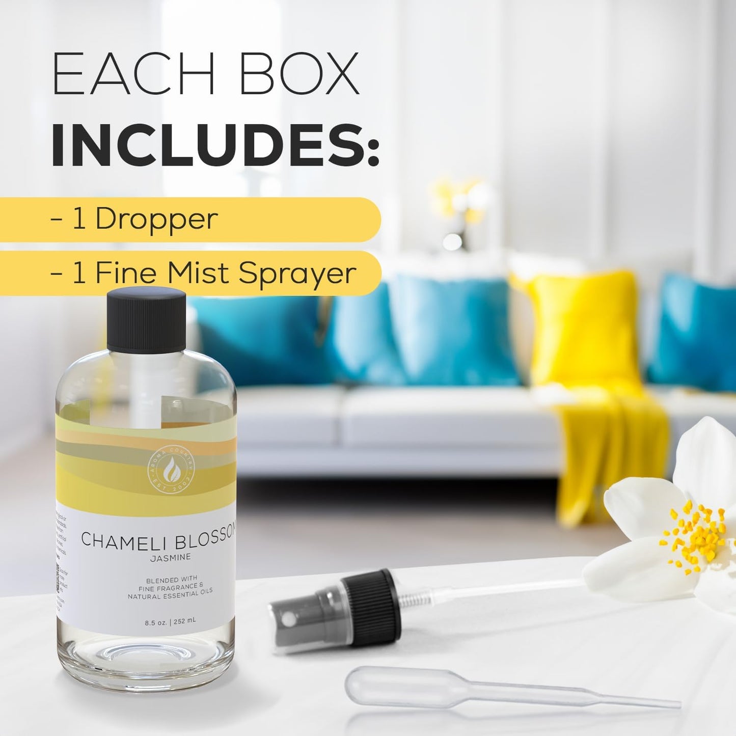 Aroma Country White Tea Diffuser Oil - Luxury Essential Oils for Diffuser Refill & Air Freshener Room Spray, Long-Lasting, Natural Home Fragrance and Hotel Scent for Diffusers & Machines - 8.5 Fl. oz