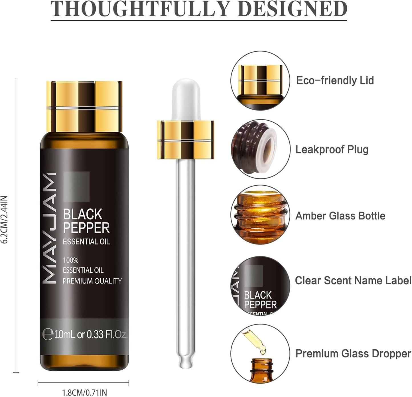 MAYJAM Essential Oil for Diffusers, Essential Oil with Premium Glass Dropper