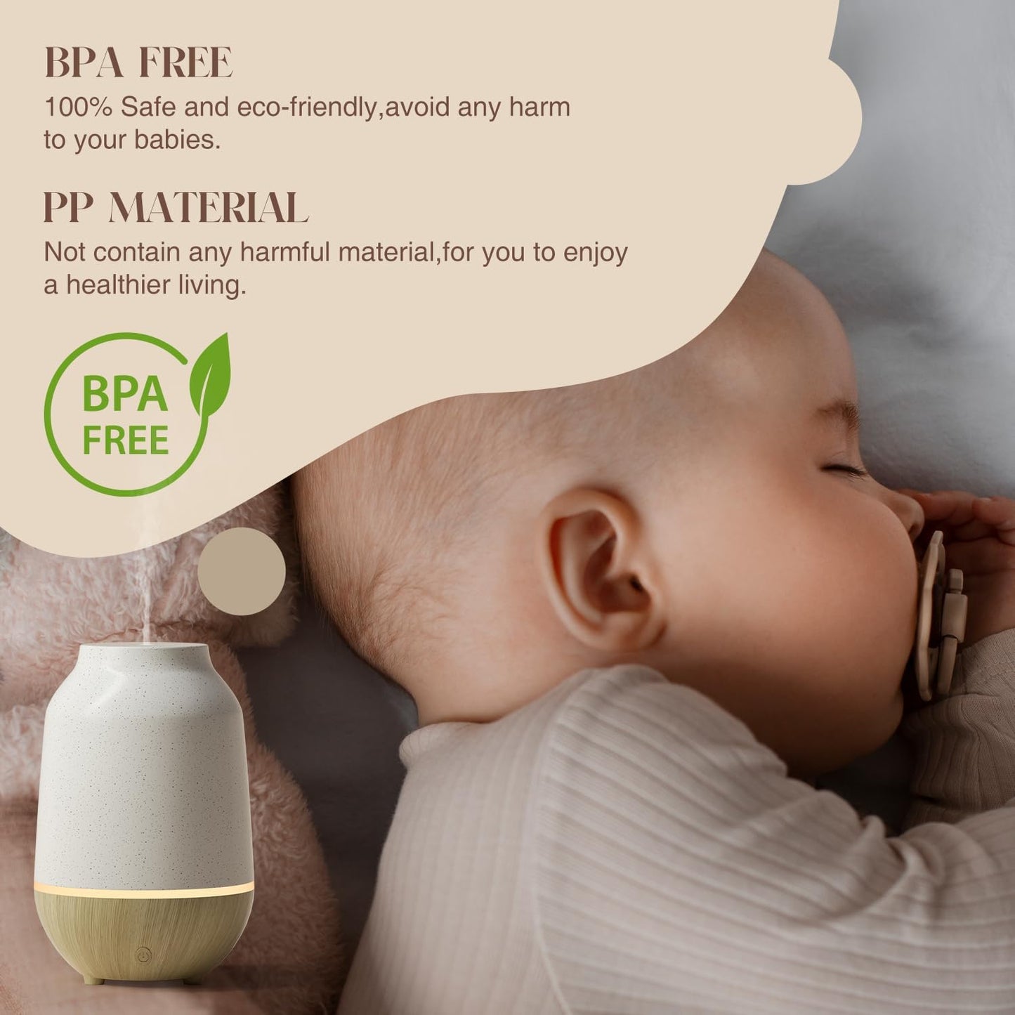 SALKING Essential Oil Diffuser, 100ml Small Aromatherapy Diffuser with Auto Shut-Off Function, Ultrasonic Diffusers for Essential Oils, Cool Mist Humidifier with Warm White Lights, for Office Home