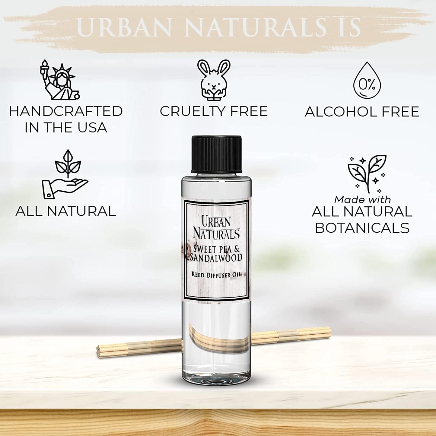 Urban Naturals Eucalyptus & Sage Oil Reed Diffuser Refill | Eucalyptus, Sage, Mint, Lime and Cedarwood| Includes a Free Set of Reed Sticks! 4 oz