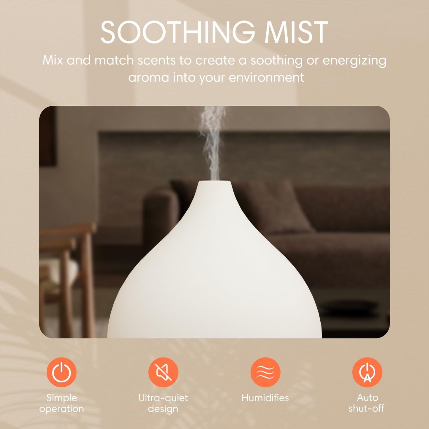 SALKING Essential Oil Diffuser, 100ml Small Aromatherapy Diffuser with Auto Shut-Off Function, Ultrasonic Diffusers for Essential Oils, Cool Mist Humidifier with Warm White Lights, for Office Home