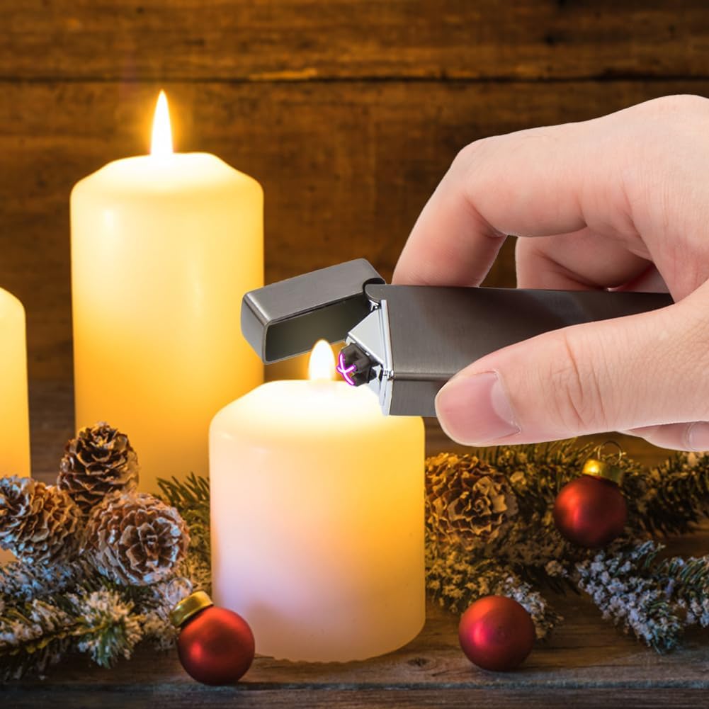 LcFun Electric USB Rechargeable Lighter, Windproof Plasma Dual Arc Lighter with LED Battery Indication, Electronic Flameless Cool Lighters Gifts for Men Fathers Husband (Black Dragon)