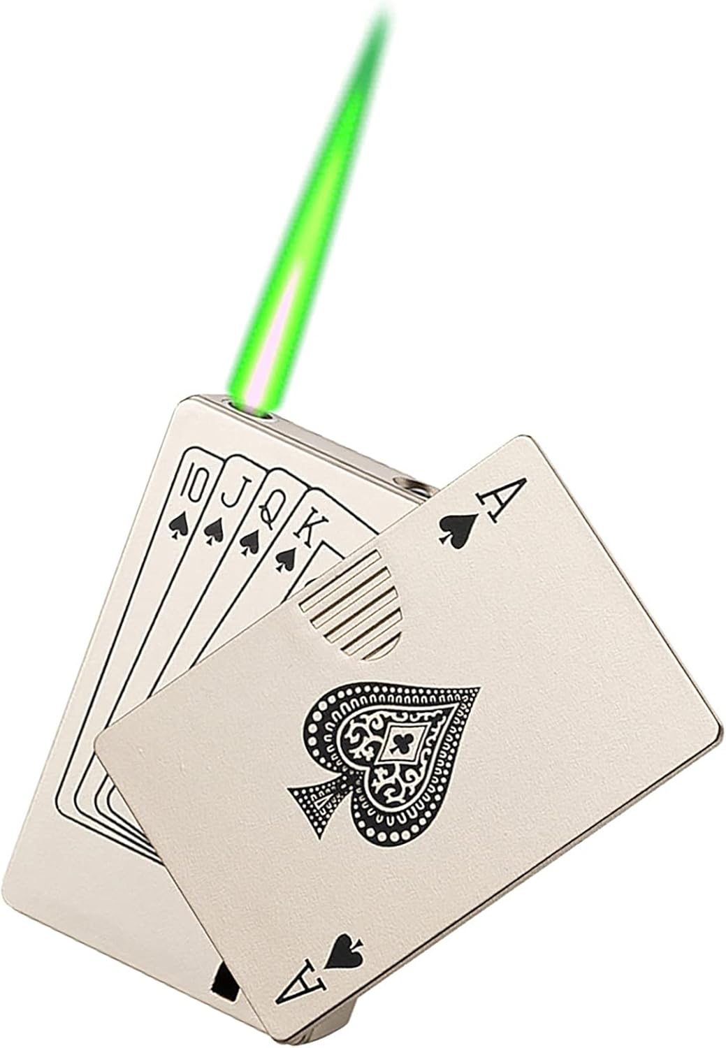 Jet Torch Lighter, Green Flame Ace Card Lighter, Refillable Butane Lighter, Ace of Spades Cool Lighter Windproof Poker Design, Gift for Men/Women