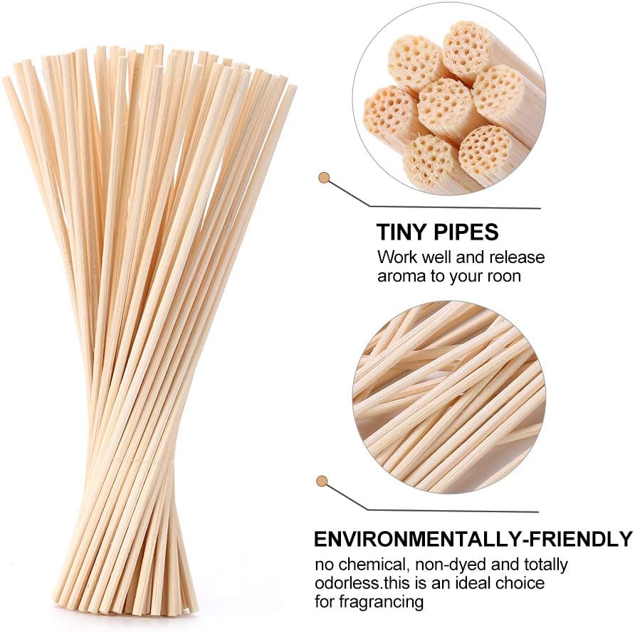 HOSSIAN 100PCS Reed Diffuser Sticks-Natural Rattan Wood Sticks Reed diffusers-Reed Sticks-Replacement for Aroma Fragrance reeds for Essential Oil Diffusers Refills