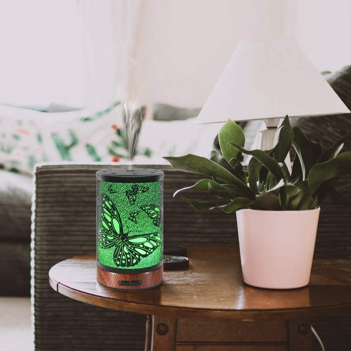EQUSUPRO Essential Oil Diffuser 150ml Metal Aromatherapy Oil Diffuser Ultrasonic Cool Mist Diffuser with Auto Shut-Off Protection,7 Colors Changed LED for Home Office SPA Yoga