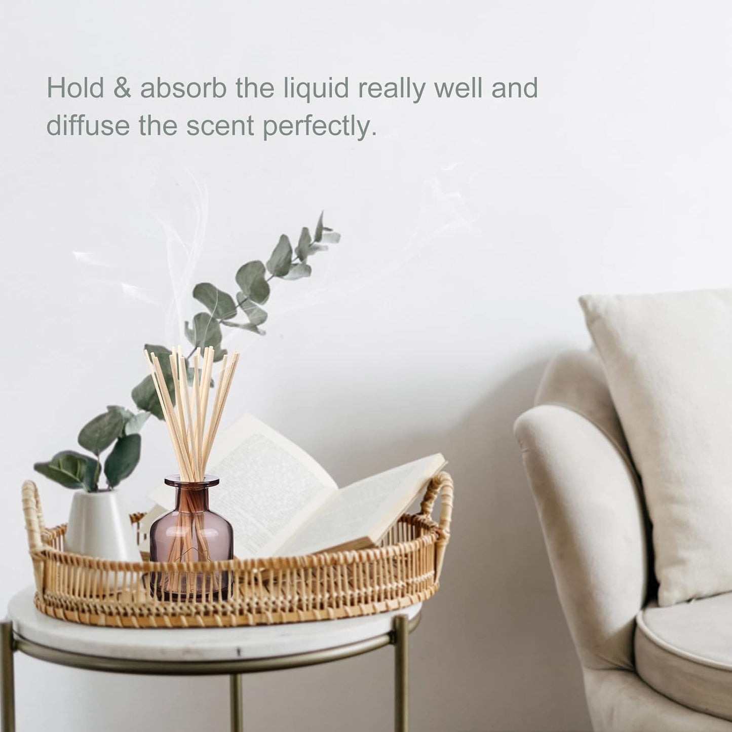 HOSSIAN 100PCS Reed Diffuser Sticks-Natural Rattan Wood Sticks Reed diffusers-Reed Sticks-Replacement for Aroma Fragrance reeds for Essential Oil Diffusers Refills