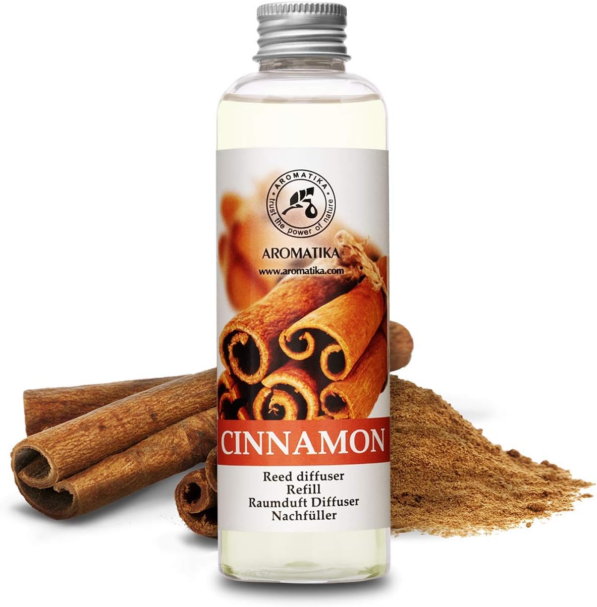 Cinnamon Reed Diffuser Refill with Natural Essential Cinnamon Oil 6.8 Fl Oz - Fresh & Long Lasting Fragrance - Reed Diffuser Oil Refill for Aromatherapy - Home - Fitness - Boutique